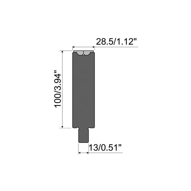 Rolla-V Matrize Serie RVT - Material 42 Cr. Tragkraft 1000 kN/m. min. Biegewinkel 35°