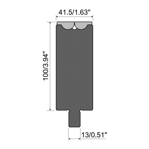 Rolla-V Matrize Serie RVT - Material 42 Cr. Tragkraft 1500 kN/m. min. Biegewinkel 47°