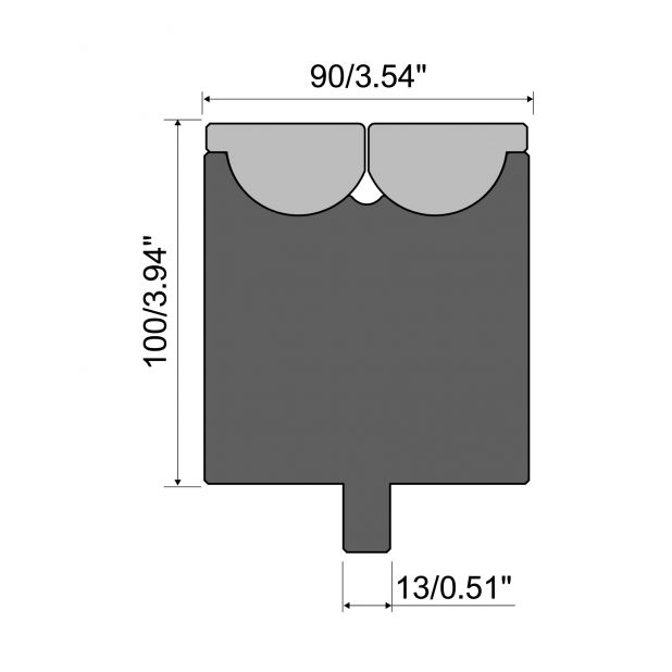 Rolla-V Matrize Serie RVT - Material 42 Cr. Tragkraft 2500 kN/m. min. Biegewinkel 47°