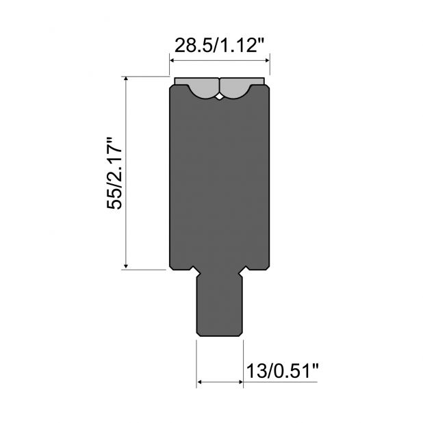 Rolla-V Matrize Serie RVT - Material 42 Cr. Tragkraft 1000 kN/m. min. Biegewinkel 35°