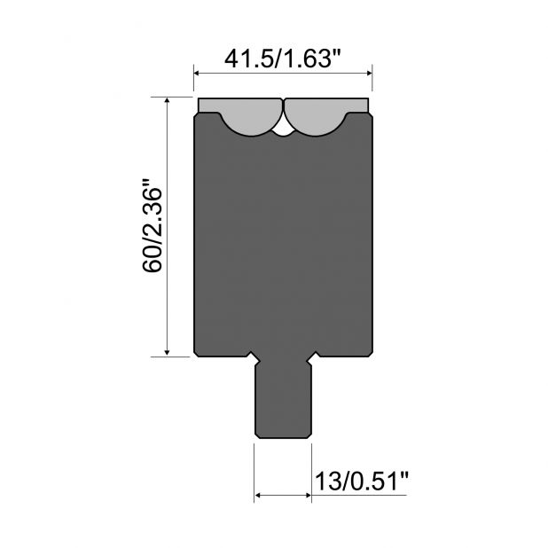 Rolla-V Matrize Serie RVT - Material 42 Cr. Tragkraft 1500 kN/m. min. Biegewinkel 47°