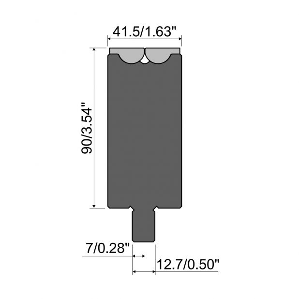 Rolla-V Matrize Serie RVT - Material 42 Cr. Tragkraft 1500 kN/m. min. Biegewinkel 47°.