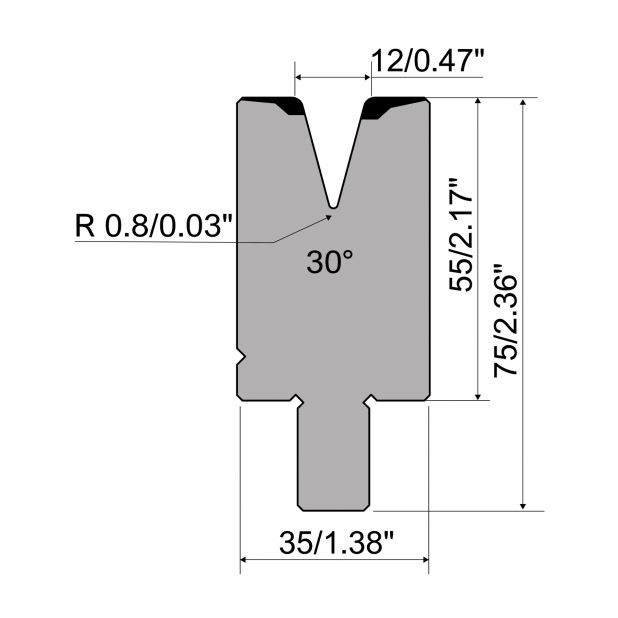 Zudrückmatrize R1 TOP Serie mit Höhe 55mm, Material 42CrMo4, max. Tragkraft 500kN/m zu verwenden mit TOP.SC.