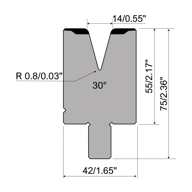 Zudrückmatrize R1 TOP Serie mit Höhe 55mm, Material 42CrMo4, max. Tragkraft 600kN/m zu verwenden mit TOP.SC.