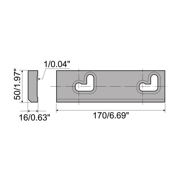 Einziehbare Klemmplatte in Fe37 geeignet für Matrizen Typ R1 mit Basis 60mm und 90mm, Länge 170mm
