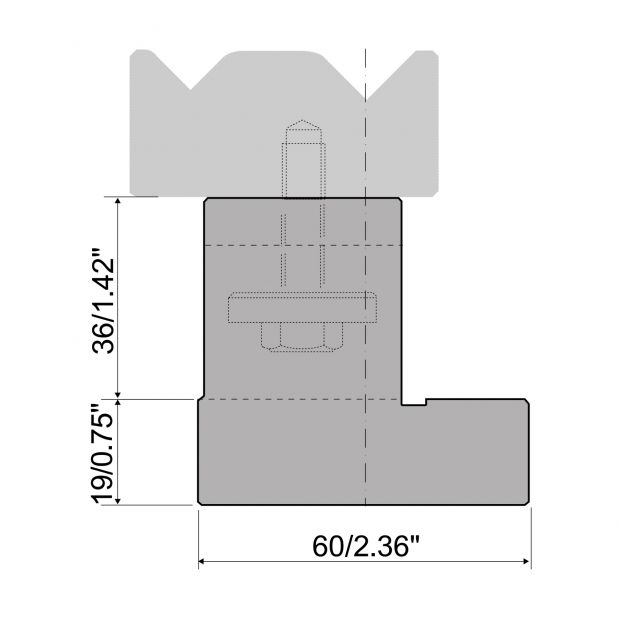 Halter für 2-V-Matrizen R1 mit einer Höhe von 55 mm, Material = C45