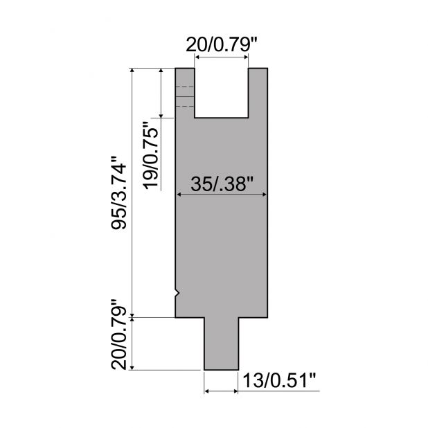 C45 Matrize für Nyloneinsatz H=105, Basis=13. Max.1000 kN/m