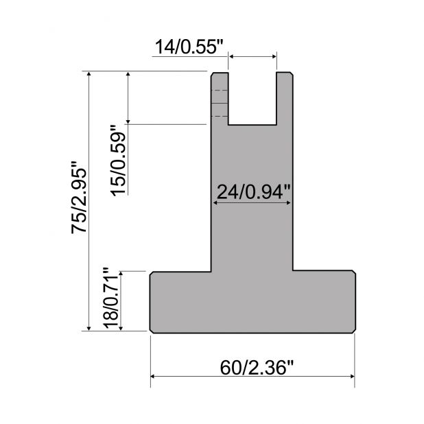 C45 Matrize für Nyloneinsatz H=75, Basis=60. Max. 1000 kN/m