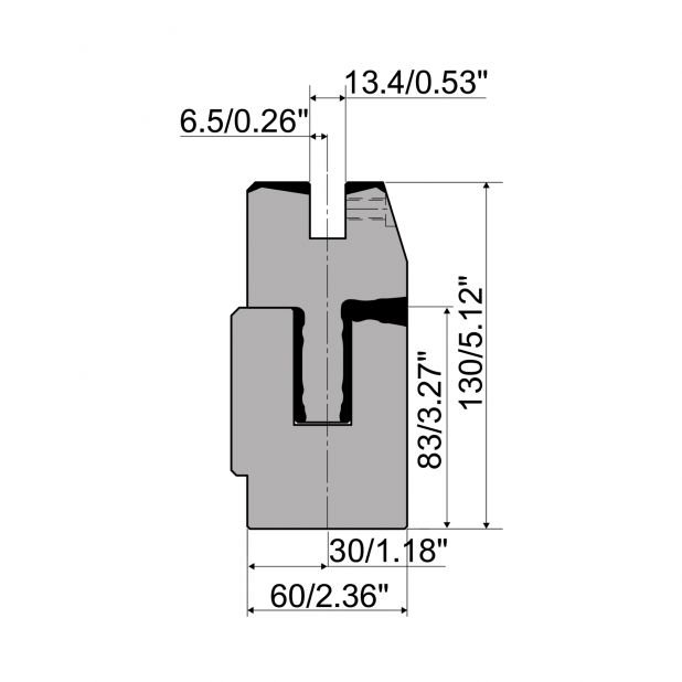 Federgelagerte Zudrückmatrize Promecam Typ mit Gesamthöhe 130mm, Material 42CrMo4, max. Tragkraft 1000kN/m.