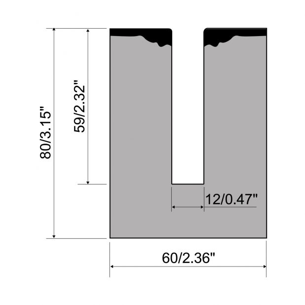 Zudrückmatrize R1 Serie TOP mit höhe=80mm, Radius=1mm, Material=42Cr, Max. Presskraft=500-1000kN/m.Zu verwen