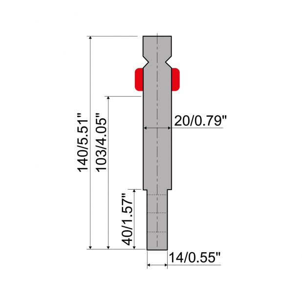 Radienwerkzeuge R2 mit Arbeitshöhe=103mm, Radius=-mm, Material=C45, Max. Presskraft=800kN/m.Zu verwenden mit