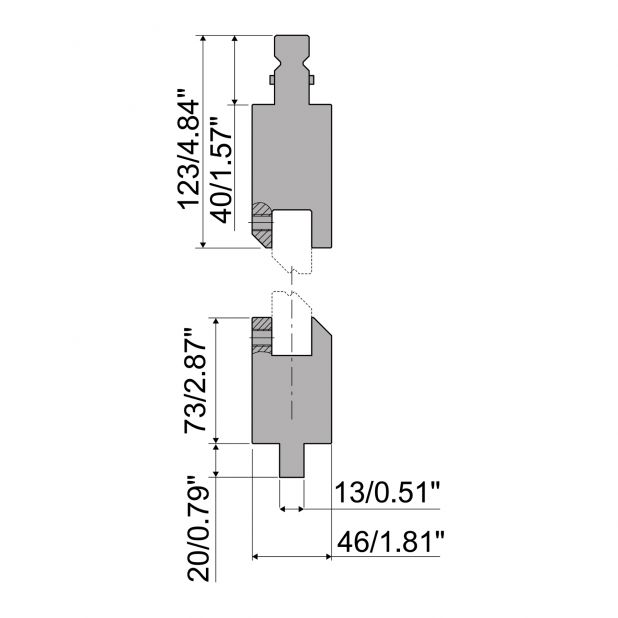 Halter für Z-Werkzeugeinsätze aus C45, max. 1000kN/m, zu verwenden mit Z-Werkzeugeinsätzen