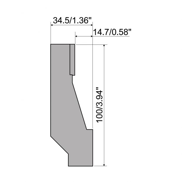 Zudrückmatrizen für beweglichen Pressentisch R2/R3 mit Höhe=mm, Material=C45, Max. Presskraft=1300kN/m.Zu v