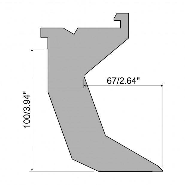 Oberwerkzeug - Arbeitshöhe 100mm, Rehfußabstand 67mm