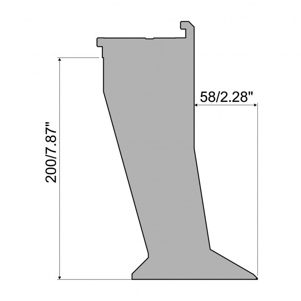 Oberwerkzeug - Arbeitshöhe 200mm, Rehfußabstand 58mm