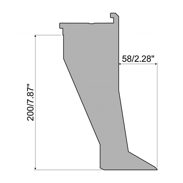 Oberwerkzeug - Arbeitshöhe 200mm, Rehfußabstand 58mm