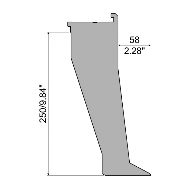 Oberwerkzeug - Arbeitshöhe 250mm, Rehfußabstand 58mm