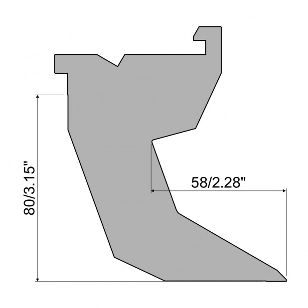 Oberwerkzeug - Arbeitshöhe 80mm, Rehfußabstand 58mm